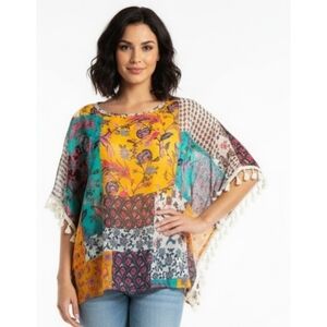 Grace & Lace Patchwork Boxy Tassel Boho top Multicolor Size XXS/S